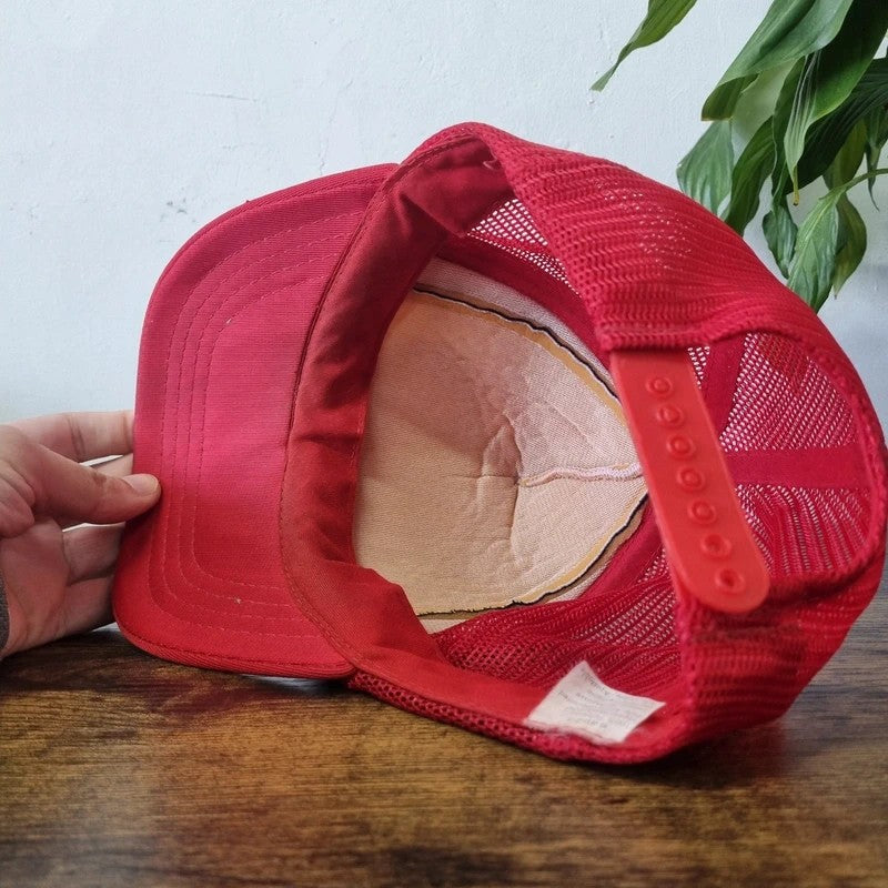 Vintage American Baseball Hat Snapback cap one size red white alberta cowboy country