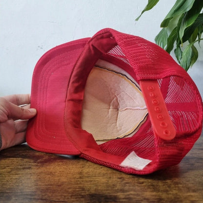 Vintage American Baseball Hat Snapback cap one size red white alberta cowboy country