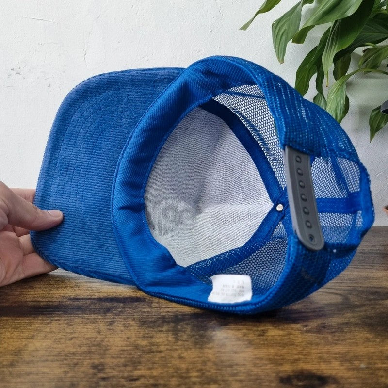 Vintage American Trucker Hat Snapback cap one size adjustable blue midland radio