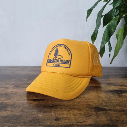 Vintage American Trucker Hat Snapback cap one size adjustable yellow ohio