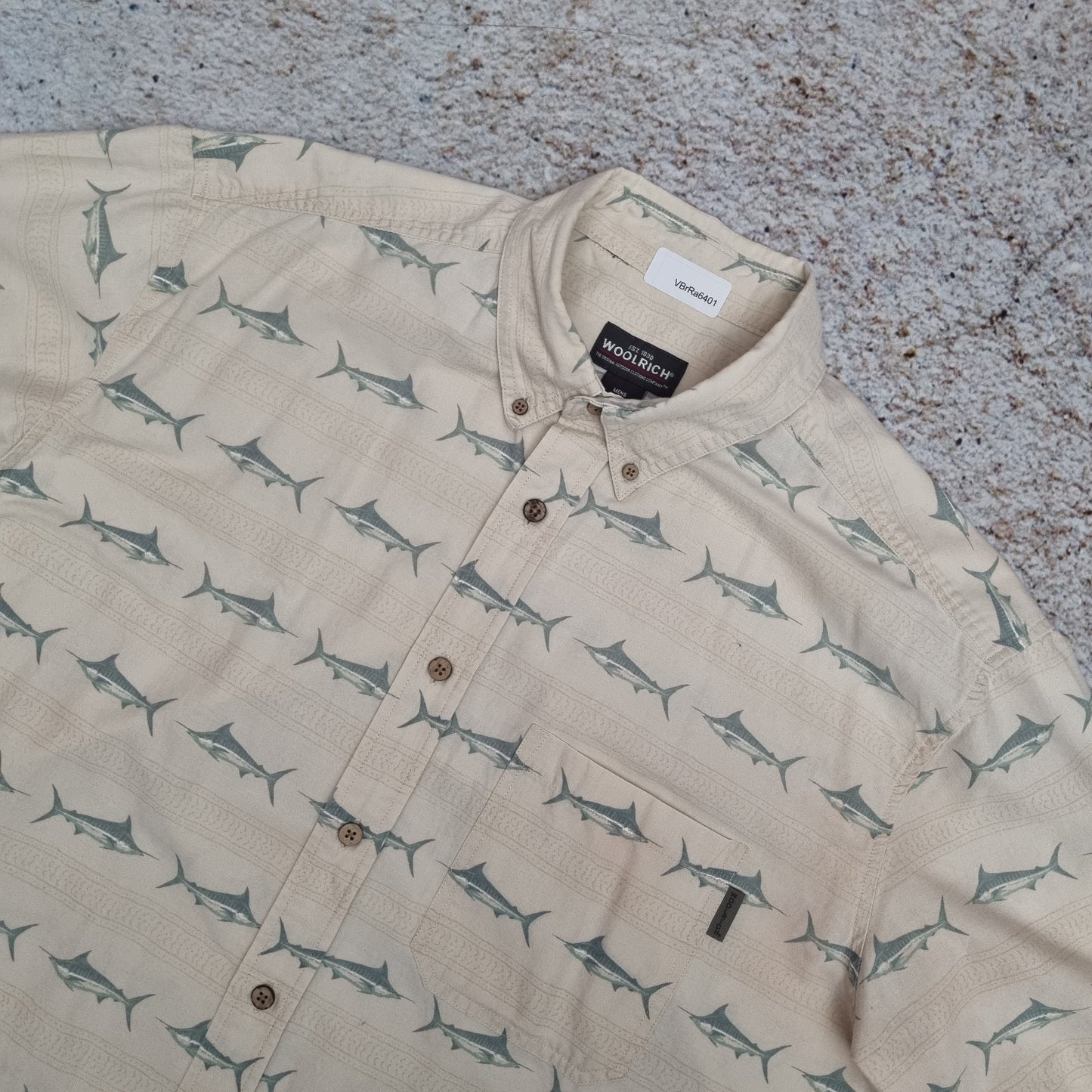 Woolrich SHIRT ECRY FISH SHORT SLEEVE WESTERN OUTDOOR MENS - Beige - Size XL