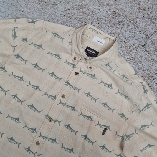 Woolrich SHIRT ECRY FISH SHORT SLEEVE WESTERN OUTDOOR MENS - Beige - Size XL