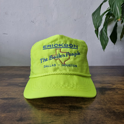 Vintage American Trucker Hat Snapback cap one size neon yellow Erickson Boiler P