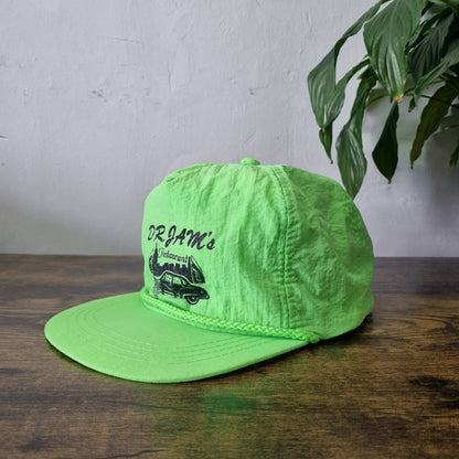 Vintage American Baseball Hat Snapback cap one size neon green dr jam restaurant