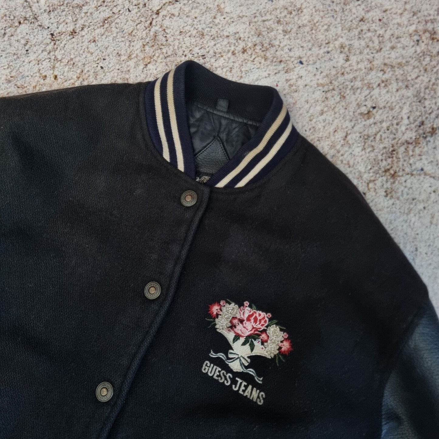 Guess Varisty Jacket Leather Jacket Womens Medium Marciano Edition Floral