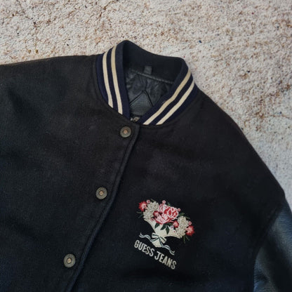 Guess Varisty Jacket Leather Jacket Womens Medium Marciano Edition Floral