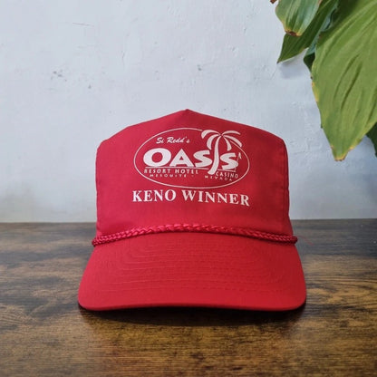 Vintage American Trucker Hat Snapback cap one size adjustable red oasis hotel casino