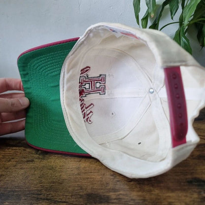 Vintage American baseball Hat Snapback cap one size adjustable cream burgundy harvard