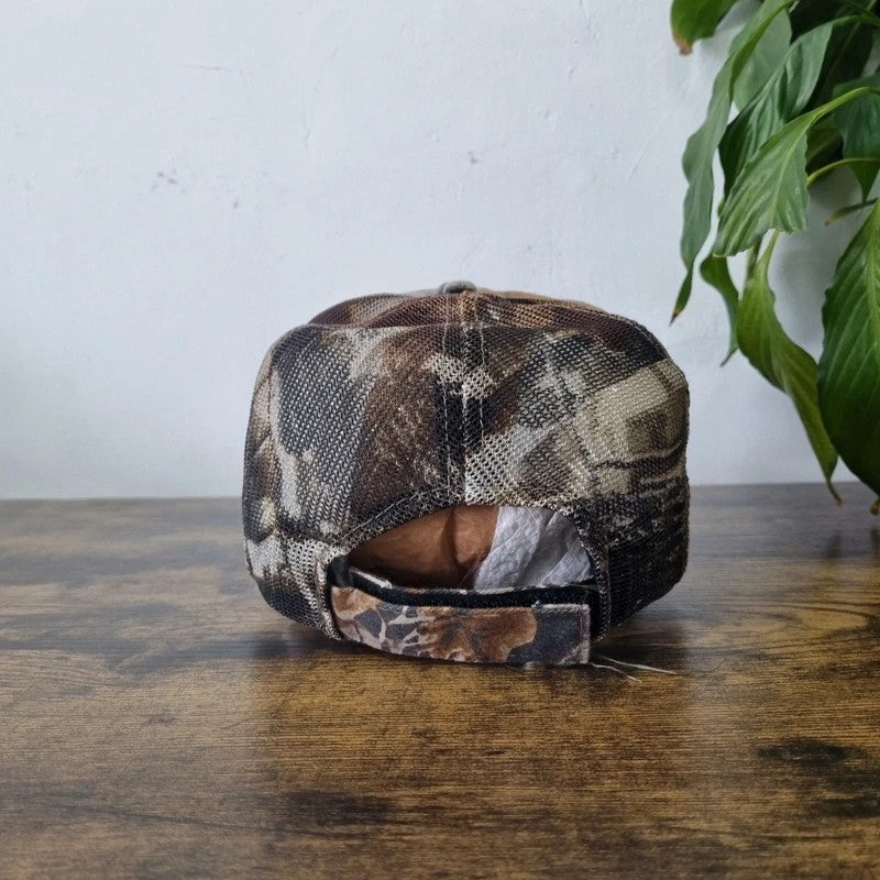 Vintage American Baseball Hat Snapback cap one size beige realtree camo truck & trailer