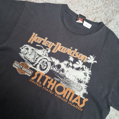 Harley Davidson Biker T-Shirt Short Sleeve St-Thomas  - Black - Size XL