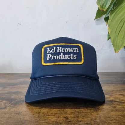 Vintage American Trucker Hat Snapback cap one size adjustable navy ed brown products