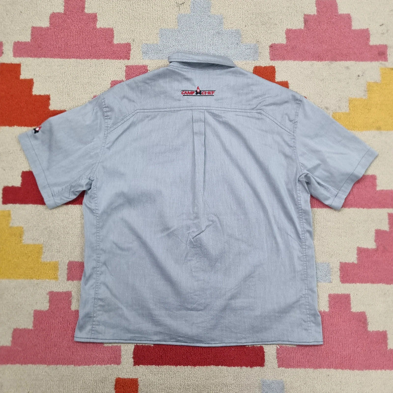 Vintage Arc'teryx Boxy Fit Cropped Shirt Short Sleeve Medium plain grey silver Button Up Skater