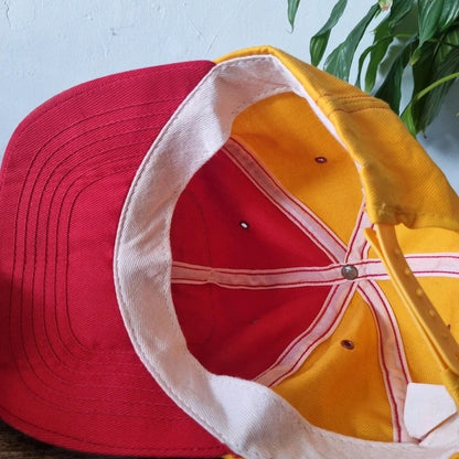Vintage American Baseball Hat Snapback cap one size adjustable red yellow IGO