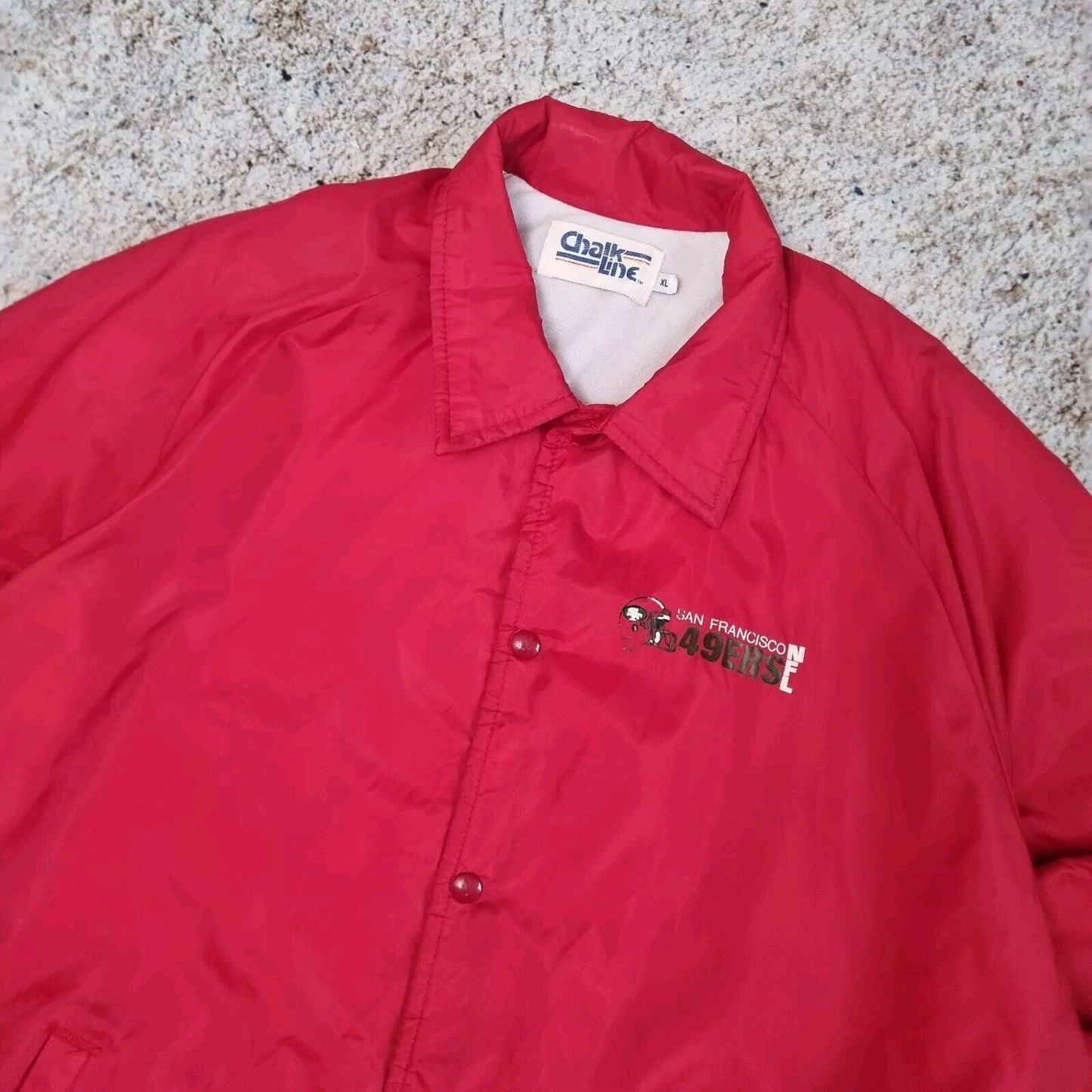 Chalk Line San Francisco 49ers Coach Varsity Jacket 90s - Size XL Red Vintage