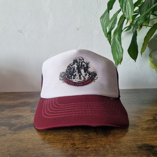Vintage American Trucker Hat Snapback cap one size white burgundy