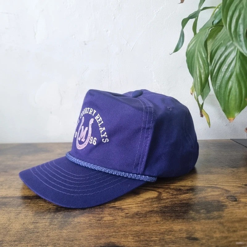 Vintage American Trucker Hat Snapback cap one size adjustable purple hill country
