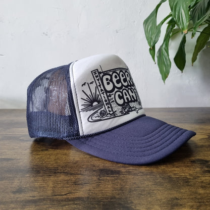 Vintage American Trucker Hat Snapback cap one size navy white beer can