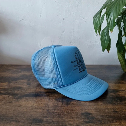 Vintage American Trucker Hat Snapback cap one size adjustable cunningham sandblasting blue
