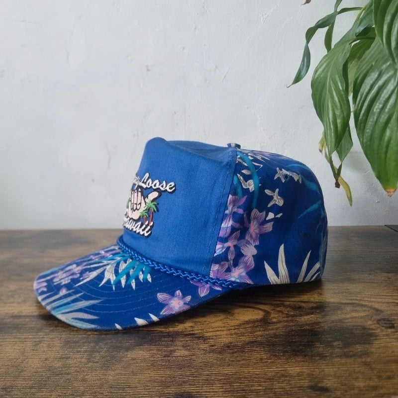 Vintage American Trucker Hat Snapback cap one size adjustable blue Hawaii hang loose