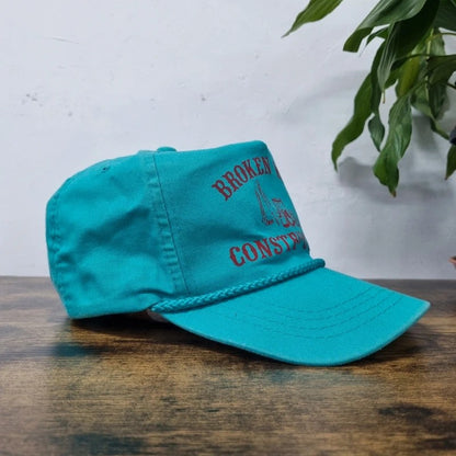 Vintage American Trucker Hat Snapback cap one size adjustable green broken wall construction