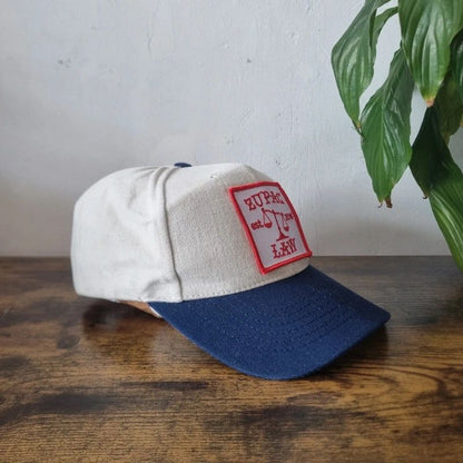 Vintage American baseball Hat Snapback cap one size adjustable cream navy Zupac law