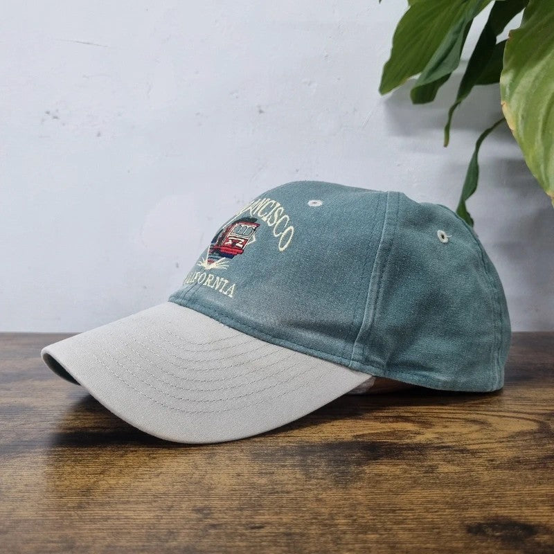 Vintage American Baseball Hat Snapback cap one size green san Francisco tram