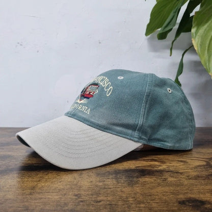 Vintage American Baseball Hat Snapback cap one size green san Francisco tram