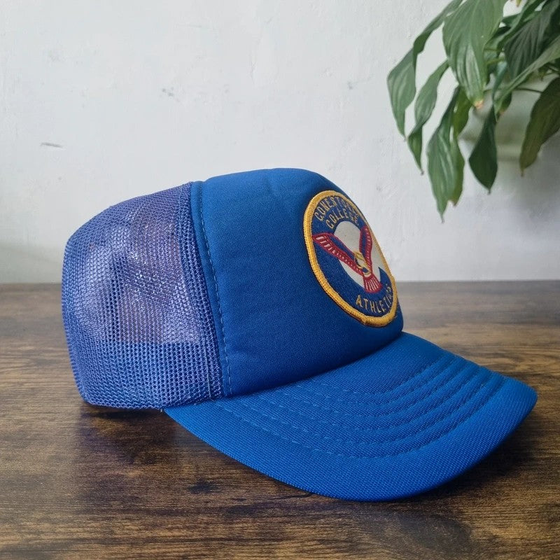 Vintage American Trucker Hat Snapback cap one size adjustable blue Conestoga College