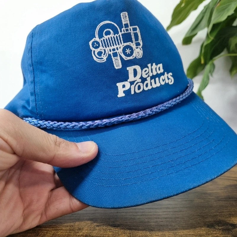 Vintage American Baseball Hat Snapback cap one size adjustable blue delta products