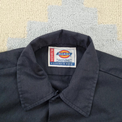 Vintage Dickies Boxy Fit Cropped Shirt Short Sleeve Medium plain Black Button Up Skater Y2K Surf