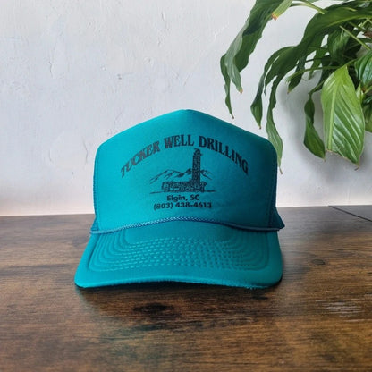 Vintage American Trucker Hat Snapback cap one size adjustable green well drilling