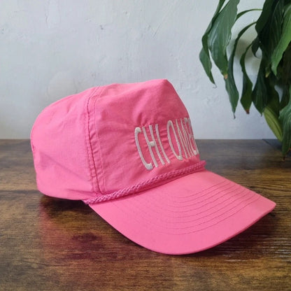 Vintage American Trucker Hat Snapback cap one size adjustable neon pink chi omega festival