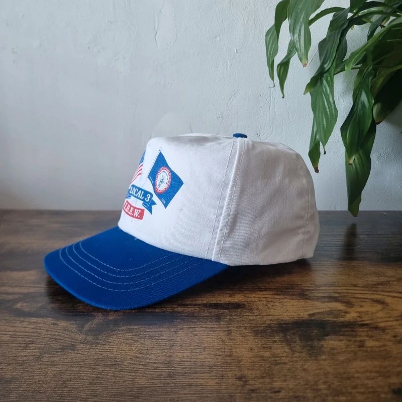 Vintage American baseball Hat Snapback cap one size adjustable Ibew union white blue