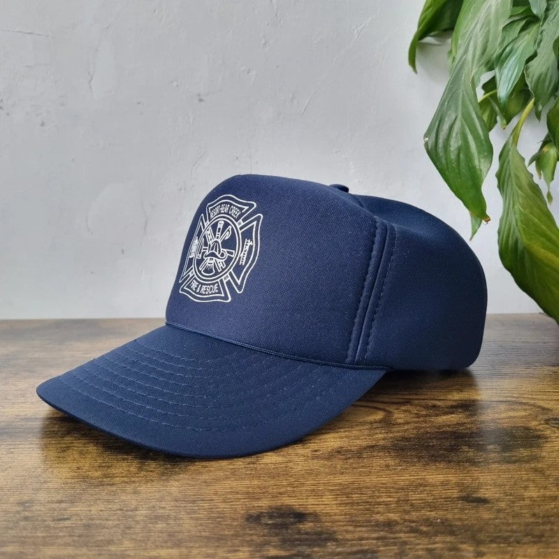 Vintage American Trucker Hat Snapback cap one size adjustable navy fire & rescue