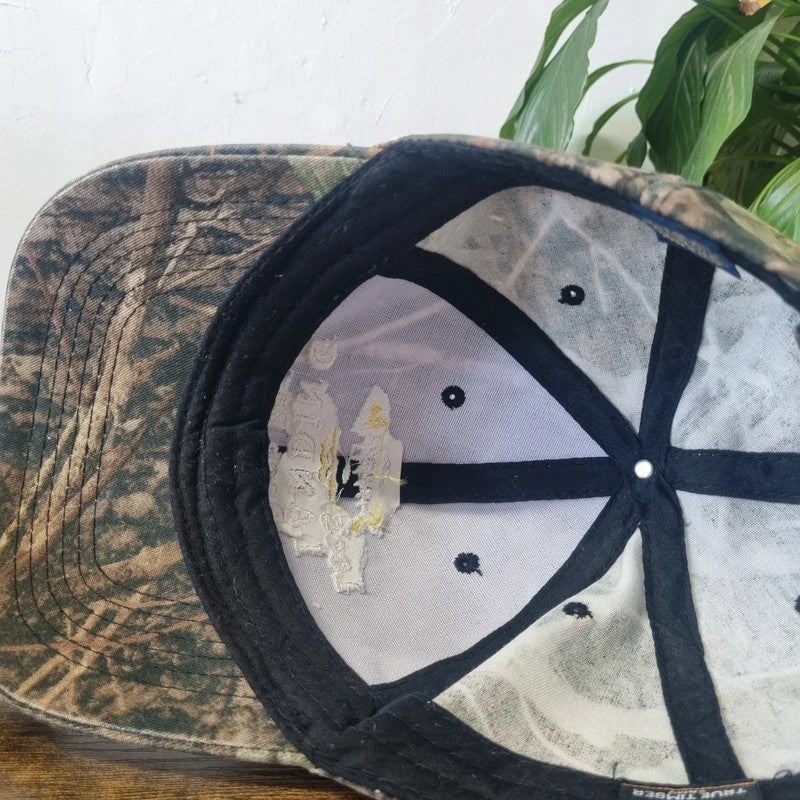 Vintage American Baseball Hat Snapback cap one size khaki green realtree camo dock bar fishing