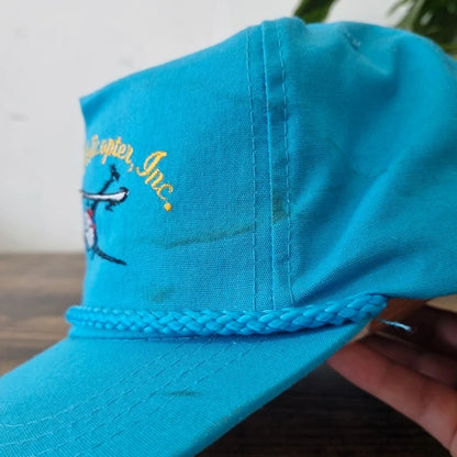 Vintage American Trucker Hat Snapback cap one size blue bi state helicopter
