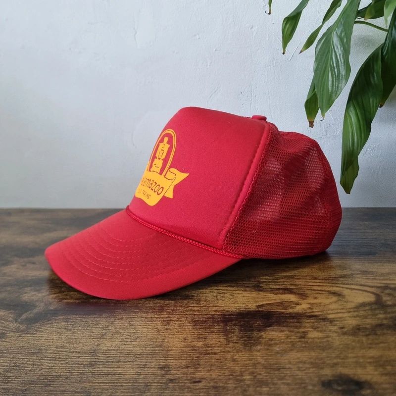 Vintage American Trucker Hat Snapback cap one size adjustable red kalamazoo trains