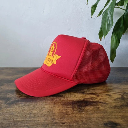 Vintage American Trucker Hat Snapback cap one size adjustable red kalamazoo trains