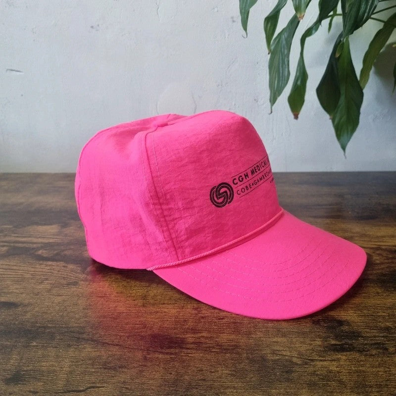 Vintage American Trucker Hat Snapback cap one size adjustable neon pink medical