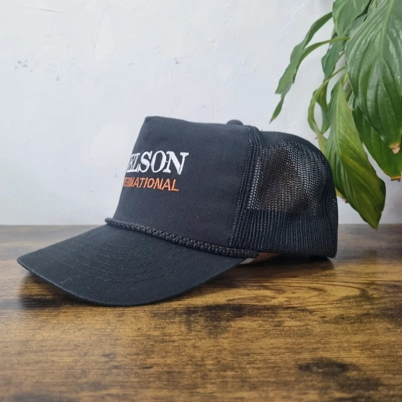 Vintage American Baseball Hat Snapback cap one size adjustable black nelson international