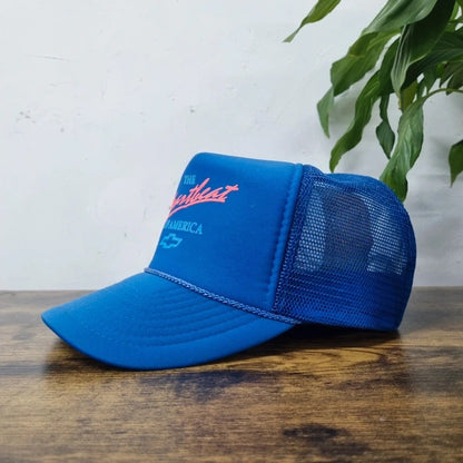Vintage American Trucker Hat Snapback cap one size adjustable blue Heart of america Chevrolet