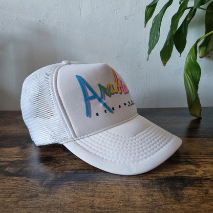 Vintage American Trucker Hat Snapback cap one size adjustable white arabia steamboat