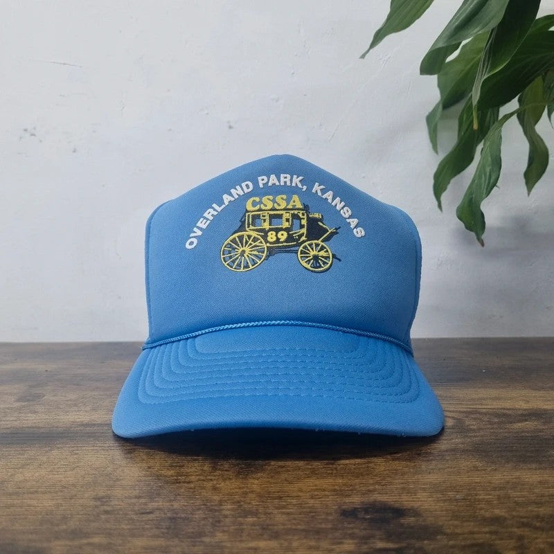 Vintage American Trucker Hat Snapback cap one size blue kansas overland park