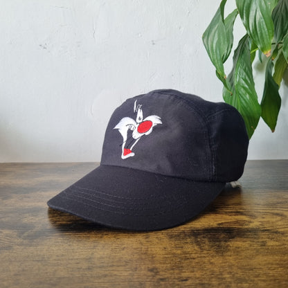 Vintage Looney Tunes 5 Panel Hat Snapback cap one size Silvester Black