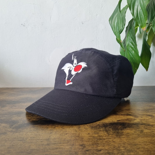 Vintage Looney Tunes 5 Panel Hat Snapback cap one size Silvester Black
