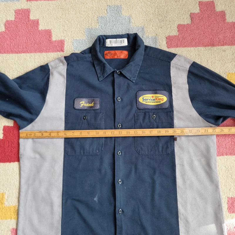 Vintage Dickies Boxy Fit Cropped Shirt long Sleeve XL plain Navy Button Up Skater Y2K Surf