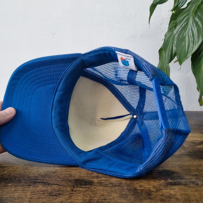 Vintage Fishing Trucker Hat Mesh snapback cap royal blue one size adjustable 90s