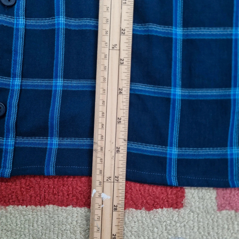 Vintage Columbia Boxy Fit Cropped Shirt Long Sleeve XL Check Blue Button Up Skater Y2K Surf