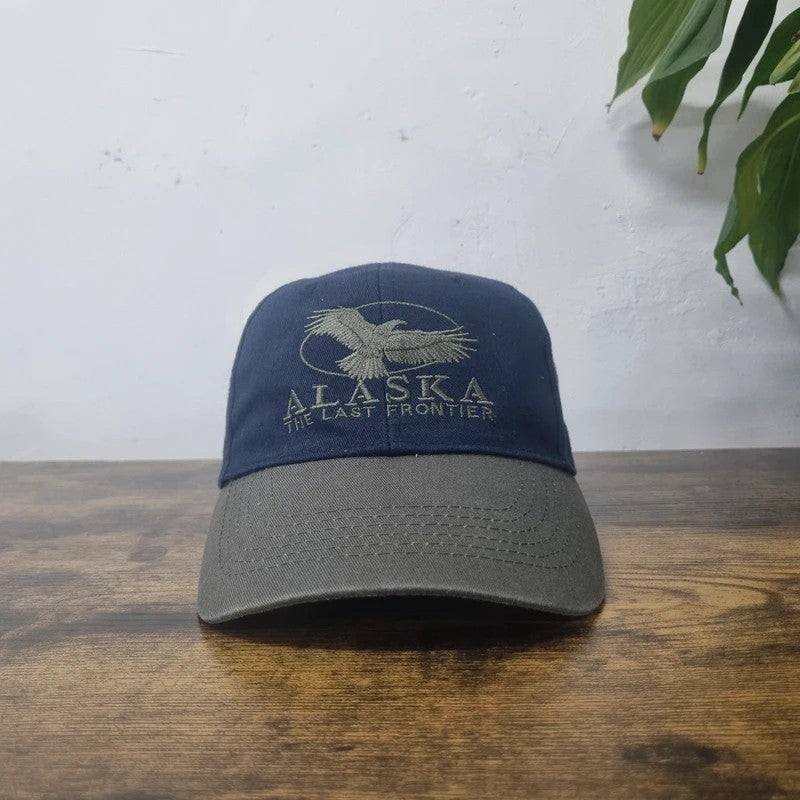 Vintage American Baseball Hat Snapback cap one size adjustable navy grey alaska eagle