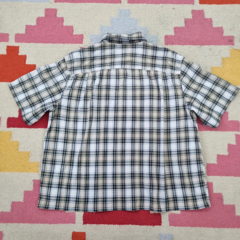 Vintage Carhartt Boxy Fit Cropped Shirt Short Sleeve XL check brown Button Up Skater Y2K Surf